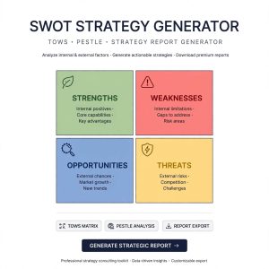 SWOT, TOWS + PESTLE Strategy Report Generator